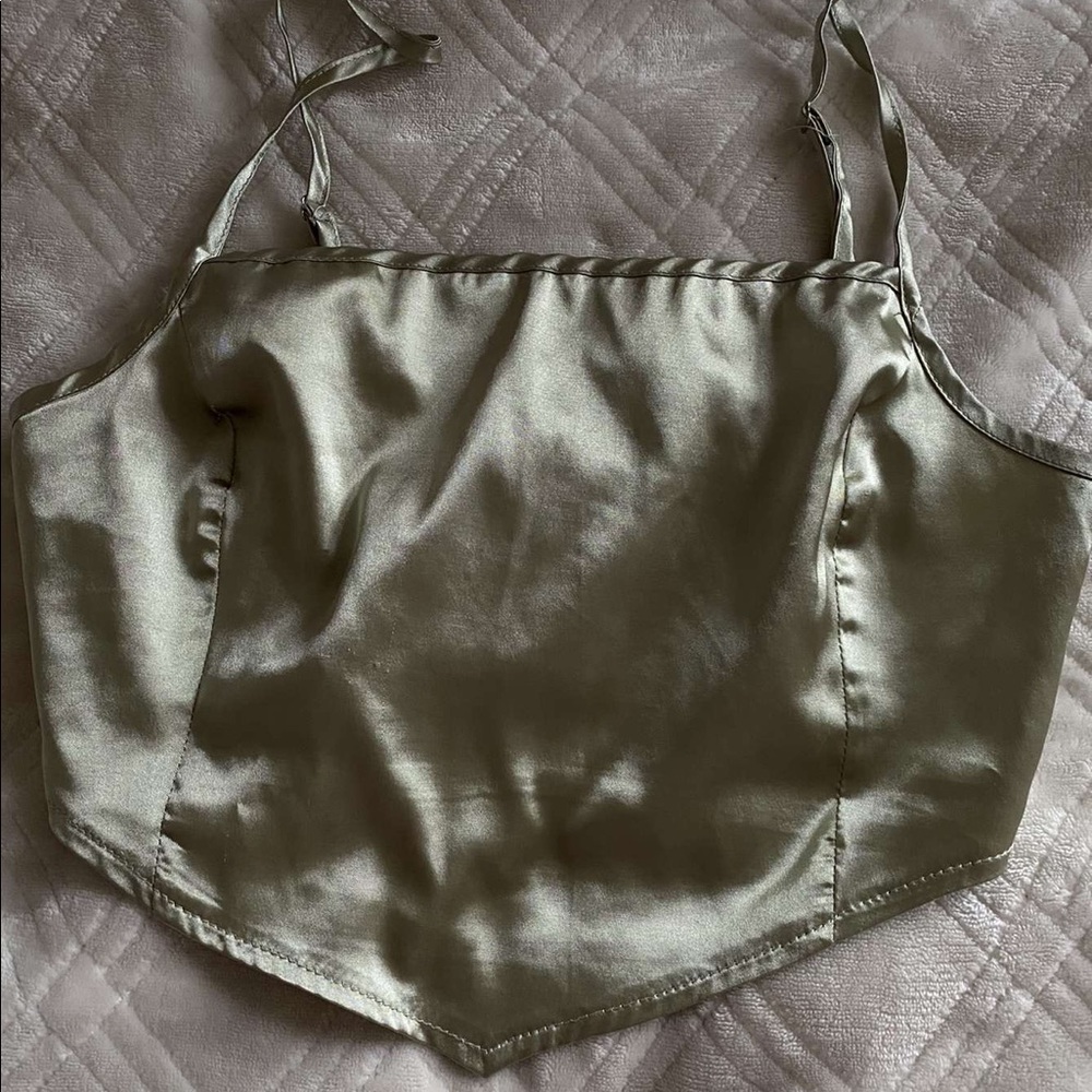 Sage green satin tank